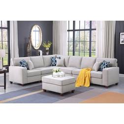 Latitude Run Lecanto Upholstered Sectional Light Gray Sofa 125.5" 4 5 Seater