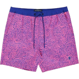 Psycho Bunny Mens Verona Print Swim Trunk - Royal Blue