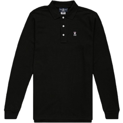 Psycho Bunny Mens Classic Long Sleeve Pique Polo Shirt - Black