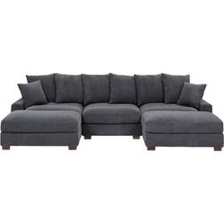 Wade Logan Ashira Gray Corduroy Sofa 126.5" 5 5 Seater