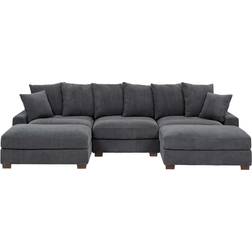 Wade Logan Ashira Gray Corduroy Sofa 126.5" 5pcs 5 Seater