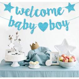 Shein Welcome Baby Girl Boy Banner Baby Shower Pull Flag Gold Glitter Letters Party Decoration For Baby Arrival Party Flag