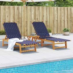 vidaXL Sun Loungers 2 Pcs Dark Blue Solid Wood Fabric