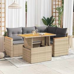 vidaXL Soffgrupp För Trädgården Med Dynor 5 Delar Beige Loungeset
