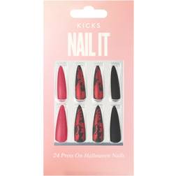 Kicks Beauty Press On Nails Halloween Black Red