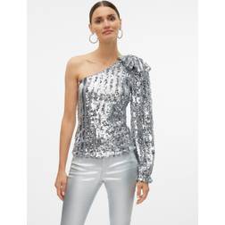 Vero Moda Vmefi ONE Shoulder LS Top JRS - Silver