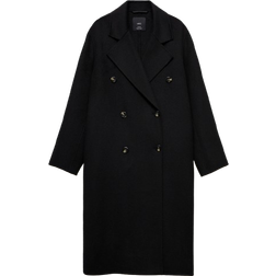 Mango Picarol Handmade Oversized Wool Coat - Black