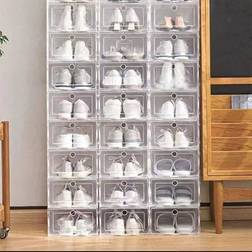 Shein 12/6/3 pieces simple transparent plastic shoe box, influencer shoe storage dustproof shoe cabinet for students dormitory drawer Transparent Shoe Rack