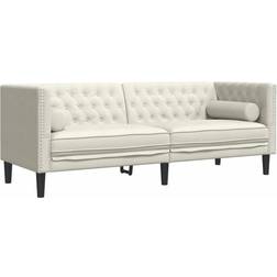 vidaXL Chesterfieldsoffa 3-Sits Gräddvit Sammet Soffa 3-sits