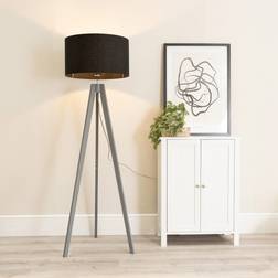 ValueLights Jackson Black Shade 6W with Black Fabric Floor Lamp