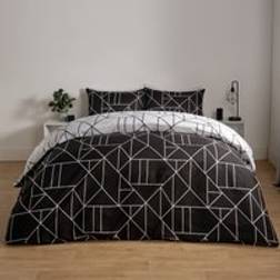 OHS Geometric Print Set - (Single) Duvet Cover Black