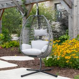 Bloomsbury Market Massad Nest Hanging Chair with Stand 62cm H x 126cm W x 126cm L - Grey