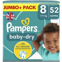 Pampers baby-dry size 8, 52 nappies, 17kg jumbo pack