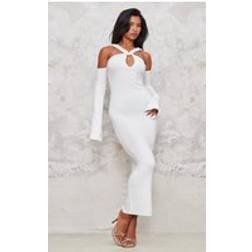 PrettyLittleThing Soft Knit Strappy Cut Out Maxi Dress - Cream
