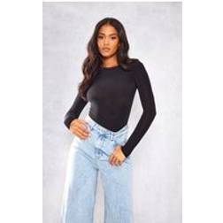 PrettyLittleThing Tall Black Slinky Long Sleeve Bodysuit