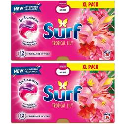 Surf 3 In 1 Tropical Lily Washing Capsules 36 Washes 2-pack