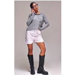PrettyLittleThing Melange Soft Knit Basic Button Up Cardigan - Ash Grey