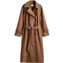 H&M Twill Trench Coat - Dark Beige