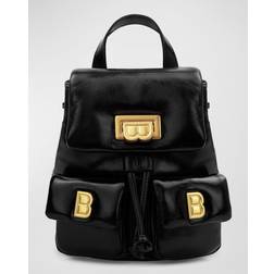 Brandon Blackwood Avi Drawstring Padded Leather Backpack BLACK