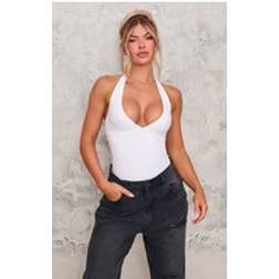 PrettyLittleThing Contour Halterneck Bodysuit - White