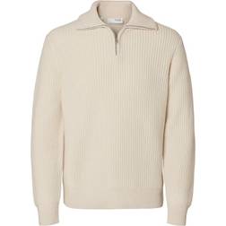 Selected Land Halfzip Strik - Hvid