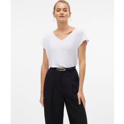 Vero Moda – Vit, v-ringad t-shirt-Vit/a
