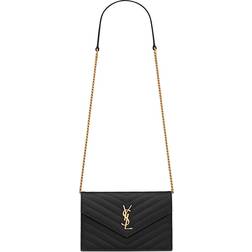 Saint Laurent Cassandre Envelope Chain Wallet - Noir/Gold