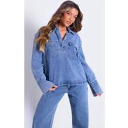 PrettyLittleThing Vintage Pocket Detail Long Sleeved Denim Shirt