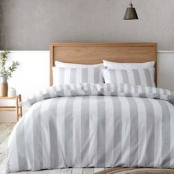 Catherine Lansfield Biancheria Da Letto Matrimoniale 200x200 cm Cove Stripe Copripiumino Argento, Grigio