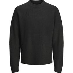 Jack & Jones Enfärgat Stickad Tröja Svart