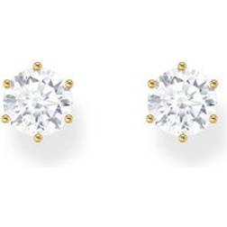 Thomas Sabo Gold Plated Ear Studs with White Zirconia - Gold/Silver/White