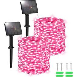 FFZZKJ Solar Pink String Light 120 Lamps 2pcs