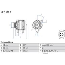 Bosch Generator 14V 105A CR-V 3 CR-V 4