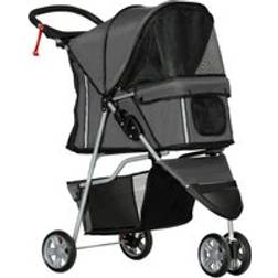 Pawhut PawHut Foldable Three-Wheel Pet Stroller - Charcoal Grey