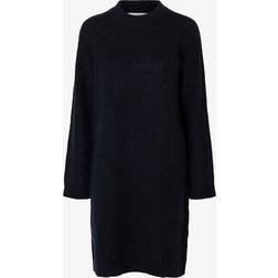 Selected Kjole slfLulu LS High Neck Knit Dress - Svart