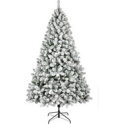 Garden Market Place Flocked Woodcote Spruce White/Green Christmas Tree 210cm