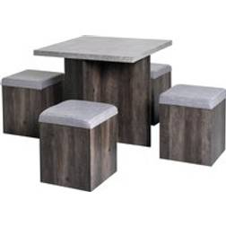 OutSunny 5-Piece Wooden with Cushions Patio Dining Set, 1 Table incl. 4 Chairs