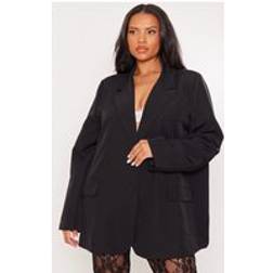 PrettyLittleThing Plus Black Oversized Structured Blazer