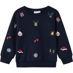 Name It Kid's Christmas Sweatshirt - Dark Sapphire