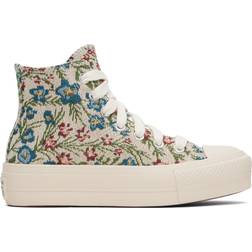 Converse White Chuck Taylor All Star Lift Platform Floral Tapestry High Top Sneakers - Egret/Nat Ivo/Blk