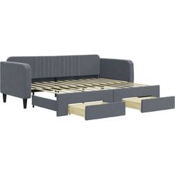 vidaXL Daybed Med Udtræk Og Skuffer 90x200 Cm Velour Mørkegrå