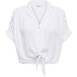 Only Onlpaula Life S/S Tie Shirt - Hvid