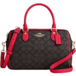 Coach Rowan Satchel Bag In Signature Canvas - Gold/Walnut/Bold Red