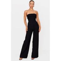PrettyLittleThing Premium Black Woven Bandeau Corset Jumpsuit