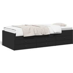 vidaXL Daybed Med Skuffer Uden Madras 75x190 cm Sort