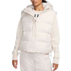 Nike Sportswear Metro Puffer Women's Therma FIT Loose Hooded Vest - Light Orewood Brown/White