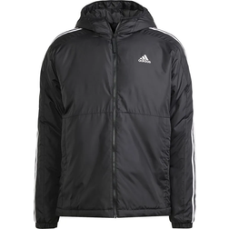 Adidas Essentials 3 Stripes Insulated Hooded Jacket - Black