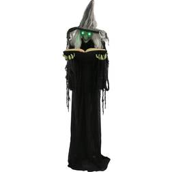 Haunted Hill Farm Party Decorations Poseable Witch with Spell Book Black