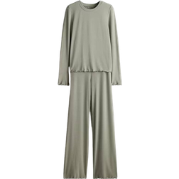 H&M Women's Nightshirt and Pants - Light Khaki Green