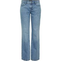 Pieces Noelle Lw Straight Fit Jeans - Light Blue Denim